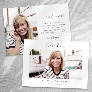 Tarjeta De Agradecimiento Graduación de la foto de escritura mínima moderna