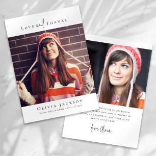 Tarjeta De Agradecimiento Graduación de la foto de escritura mínima moderna