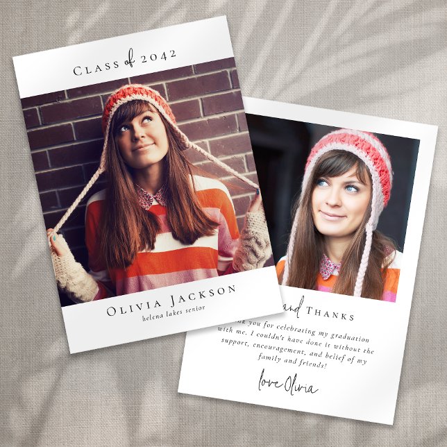Tarjeta De Agradecimiento Graduación de la foto de escritura mínima moderna (Subido por el creador)