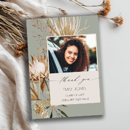 Tarjeta De Agradecimiento Graduación de la foto de la flor de palma seca de 