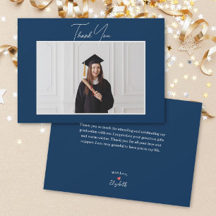 Tarjeta De Agradecimiento Graduación de la foto de un simple guión Minimalis
