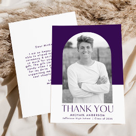 Tarjeta De Agradecimiento Graduación de la foto del bloque de color púrpura 