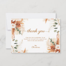 Tarjeta De Agradecimiento Graduación de la foto del Boho Terracotta de guión