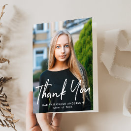 Tarjeta De Agradecimiento Graduación de la foto del guión del pincel moderno