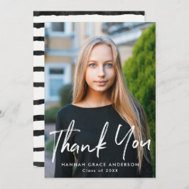 Tarjeta De Agradecimiento Graduación de la foto del guión del pincel moderno