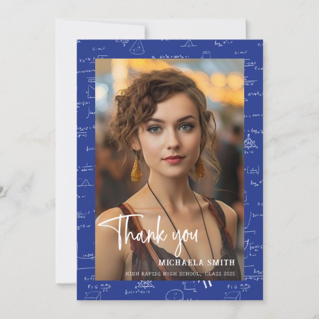 Tarjeta De Agradecimiento Graduación de la foto del guión moderno de matemát (Anverso)