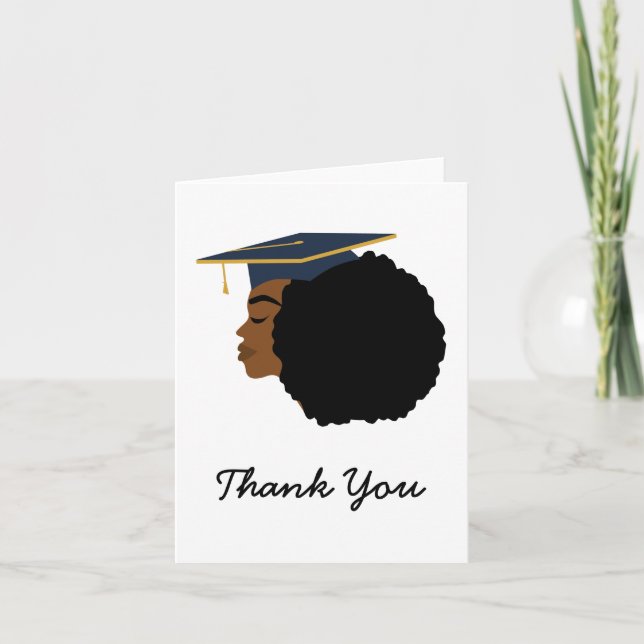 Tarjeta De Agradecimiento Graduación de mujer afroamericana gracias (Anverso)