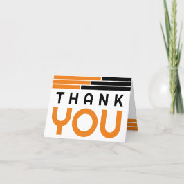 Tarjeta De Agradecimiento Graduación de naranja y barras negras gracias