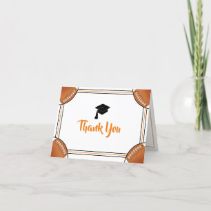 Tarjeta De Agradecimiento Graduación de naranja y negro