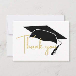 Tarjeta De Agradecimiento graduación de oro blanco moderno negro