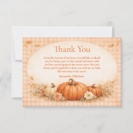 Tarjeta De Agradecimiento Graduación de Otoño con Calabaza de Gingham Rústic