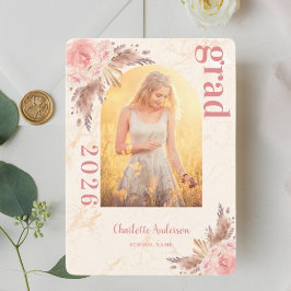 Tarjeta De Agradecimiento Graduación de pampas con foto de hierba negra