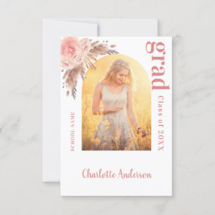 Tarjeta De Agradecimiento Graduación de pampas con foto de hierba negra