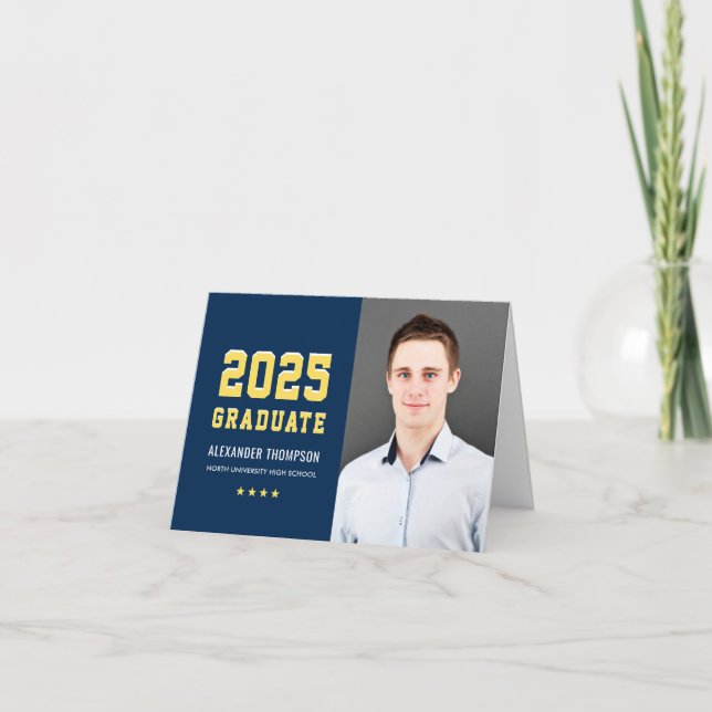 Tarjeta De Agradecimiento Graduación de Personalizado Amarillo de la Marina  (Anverso)