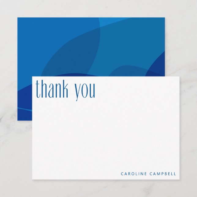 Tarjeta De Agradecimiento Graduación de Personalizado azul abstracto moderno (Anverso / Reverso)