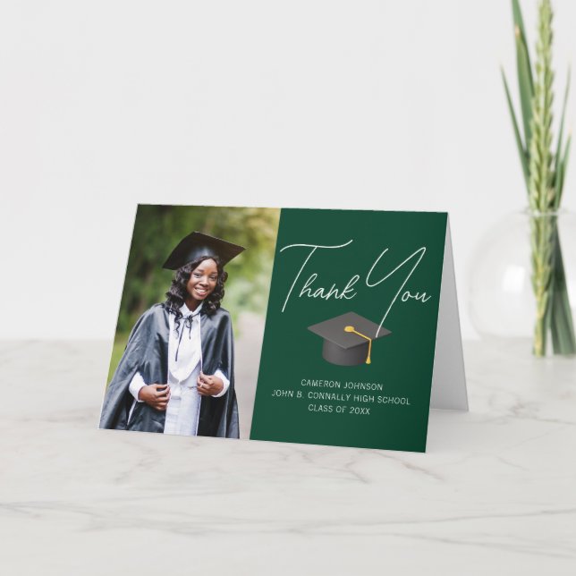 Tarjeta De Agradecimiento Graduación de Personalizado de fotografía de gradu (Anverso)