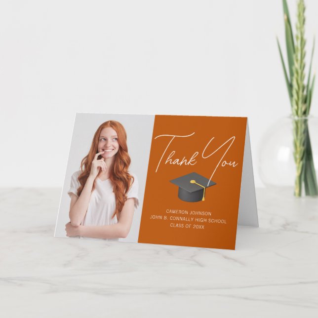 Tarjeta De Agradecimiento Graduación de Personalizado de fotografía de Naran (Anverso)