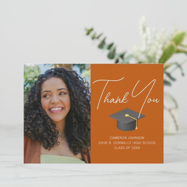 Tarjeta De Agradecimiento Graduación de Personalizado de fotografía de Naran (Anverso de pie)