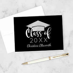 Tarjeta De Agradecimiento Graduación de Personalizado negro elegante de 2025