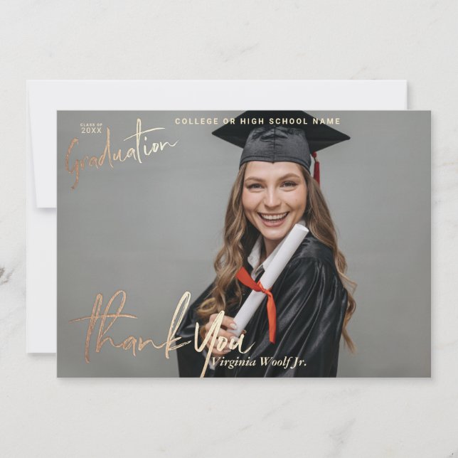Tarjeta De Agradecimiento Graduación de personalizados Gracias Cartas Fotogr (Anverso)