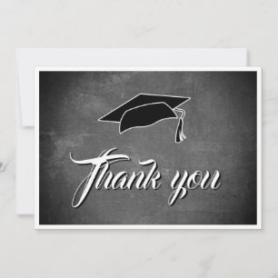 Tarjeta De Agradecimiento Graduación de Pizarra Gris Moderna