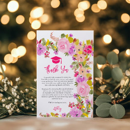 Tarjeta De Agradecimiento Graduación de primavera de flores silvestres de ro