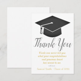 Tarjeta De Agradecimiento Graduación de Tassel y tapón de guiones dorados