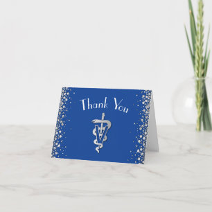 Tarjeta De Agradecimiento Graduación de Veterinaria Azul Plateado