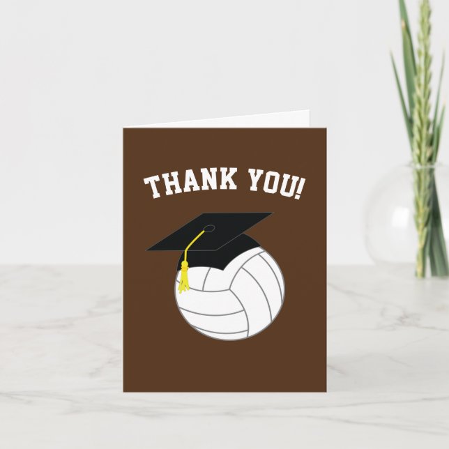 Tarjeta De Agradecimiento Graduación de voleibol Sports Brown (Anverso)