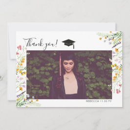 Tarjeta De Agradecimiento Graduación de Wildflowers Boho