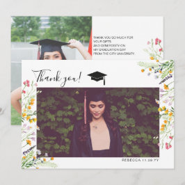 Tarjeta De Agradecimiento Graduación de Wildflowers Boho