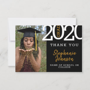 Tarjeta De Agradecimiento Graduación del año de la foto de oro negro de moda