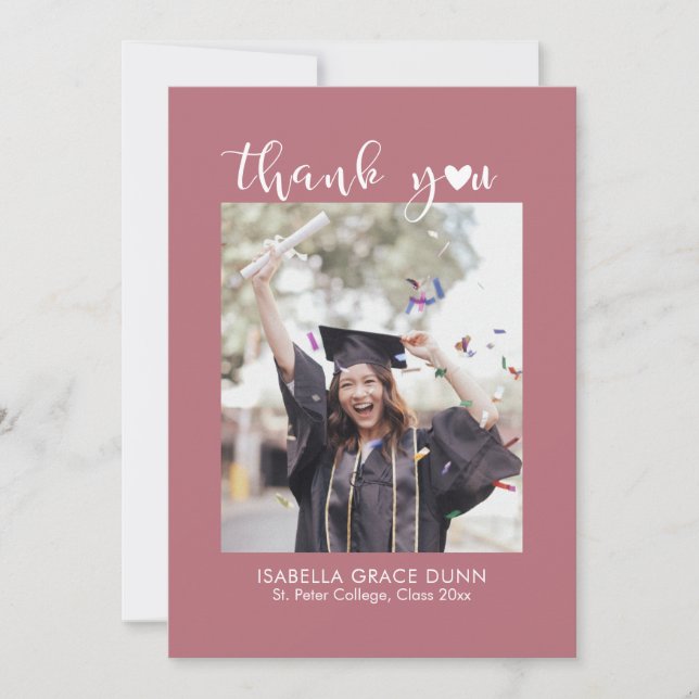 Tarjeta De Agradecimiento Graduación del guión de caligrafía cardíaca (Anverso)
