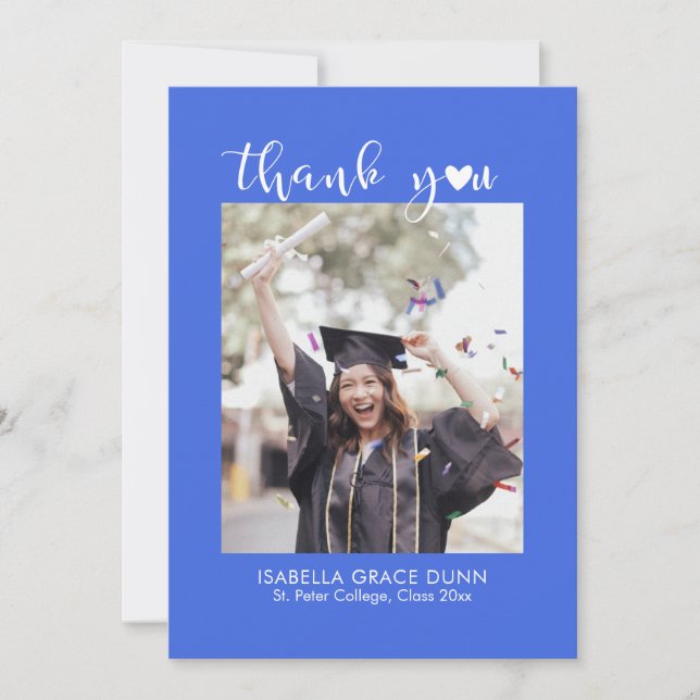 Tarjeta De Agradecimiento Graduación del guión de caligrafía cardíaca (Anverso)