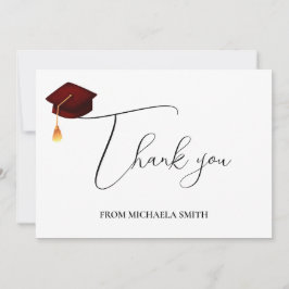 Tarjeta De Agradecimiento Graduación del guión de guión de marrón moderno si