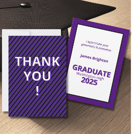 Tarjeta De Agradecimiento Graduación del tema de las franjas moradas