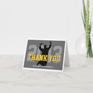 Tarjeta De Agradecimiento Graduación deportiva gracias oro negro