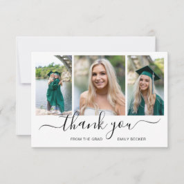 Tarjeta De Agradecimiento Graduación elegante de Collage de fotos moderno