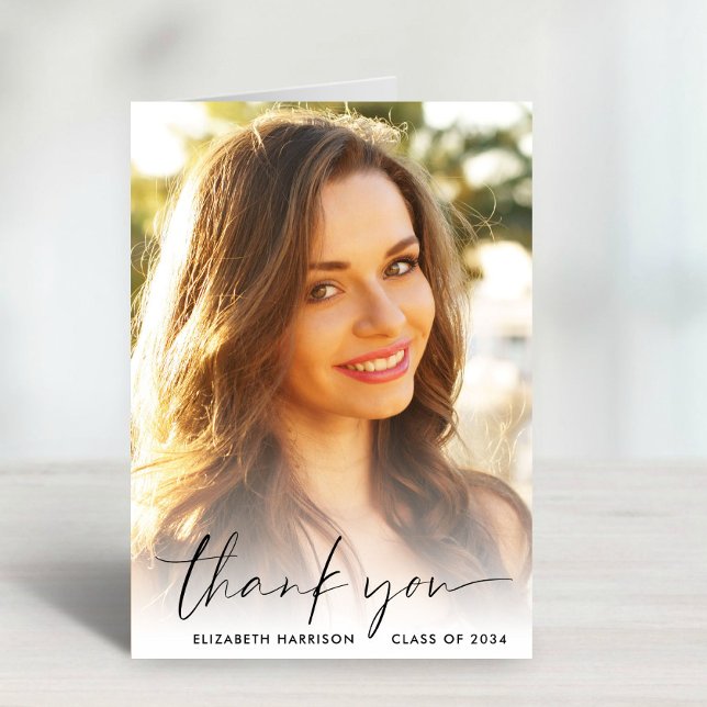 Tarjeta De Agradecimiento Graduación Elegante de Imágenes de Guión (Subido por el creador)