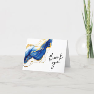 Tarjeta De Agradecimiento Graduación elegante de oro amarillo azul real