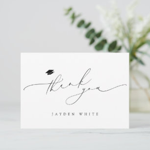 Tarjeta De Agradecimiento Graduación elegante del guión minimalista de Moda