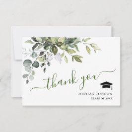 Tarjeta De Agradecimiento Graduación Elegante Simple Eucalyptus Greenery