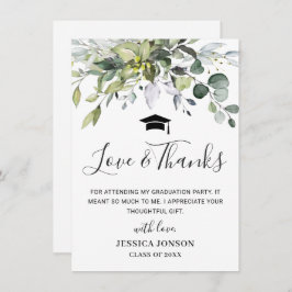 Tarjeta De Agradecimiento Graduación Elegante Simple Eucalyptus Greenery 