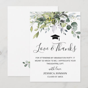 Tarjeta De Agradecimiento Graduación Elegante Simple Eucalyptus Greenery
