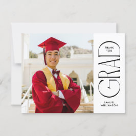 Tarjeta De Agradecimiento Graduación en blanco de foto de doble cara minimal