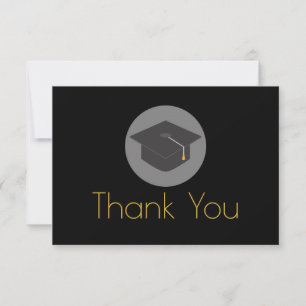 Tarjeta De Agradecimiento Graduación en negro Gracias