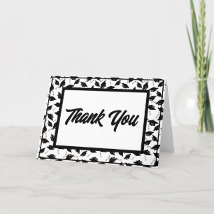 Tarjeta De Agradecimiento Graduación Fiesta blanco y negro Gracias