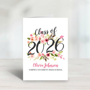 Tarjeta De Agradecimiento Graduación Floral Acuarela Rosa 2026Descripción: