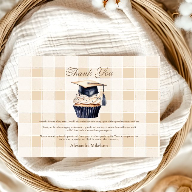 Tarjeta De Agradecimiento Graduación Floral Azul de la Marina (Subido por el creador)