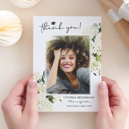 Tarjeta De Agradecimiento Graduación floral de rosa blanca verde foto